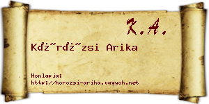 Körözsi Arika névjegykártya